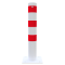 Barrier bollard | Steel tube  152 x 3.2 mm | stationary | for dowel fixing | hot-dip galvanized and white coatedwith three red reflecting stripes | total length: 1000 mm | without signal